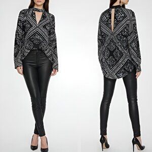 Free People Walking on a Dream Tunic Top Black White S NWOT